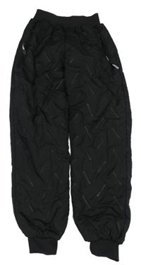Černé vzorované šusťákové zateplené cuff kalhoty