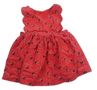 Červené manšestrové šaty s kytičkami Mothercare