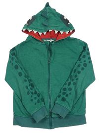 Zelená propínací vzorovaná mikina s ostny a kapucí - dino H&M