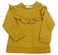 Okrová puntíkatá mikina s volánkem H&M