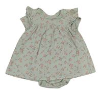 Mintové květované šaty s všitým body H&M