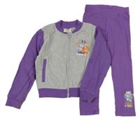 2 set - šedo-fialová propínací mikina s Tlapkovou patrolou + legíny Nickelodeon