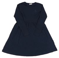 Tmavomodré šaty s výšivkou 