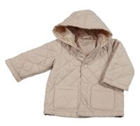 Pudrová šusťáková prošívaná zateplená bunda s kapucí Benetton