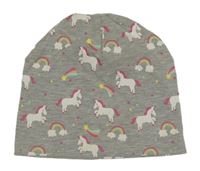 Šedá melírovaná čepice s jednorožci 