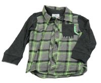 Šedo-zelená kostkovaná košile s dinem Topomini