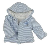 Modro-bílá pruhovaná zateplená propínací mikina s kapucí Bluezoo