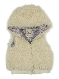 Smetanová kožešinová podšitá vesta s kapucí Debenhams