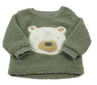 Khaki huňatá podšitá mikina s medvědem Nutmeg