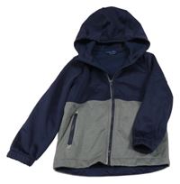 Tmavomodro-šedá softshellová bunda s kapucí 