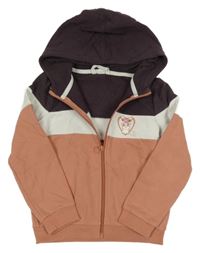 Růžovo-bílo-fialová propínací mikina s kapucí 