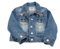 Modrá riflová bunda s králíky 