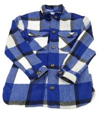 Modro-bílo-černá kostkované vlněná košilová bunda H&M