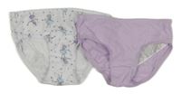 2x kalhotky - lila + bílé s vílami 