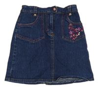 Tmavomodrá riflová sukně s kapsami a flitry Esprit