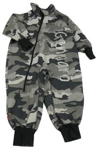 Šedo-černá army softshellová kombinéza s nápisem 