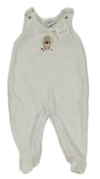 Nové - bílé sametové dupačky s medvědem H&M