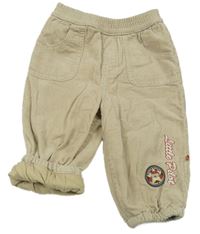 Béžové podšité manšestráky s nášivkou C&A