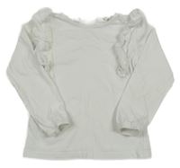 Bílé triko s volánky Mango