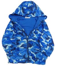 Modrá army šusťáková podzimní bunda s kapucí Ergee