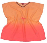 Neonově oranžovo-růžová plážová tunika s korálky Yd.