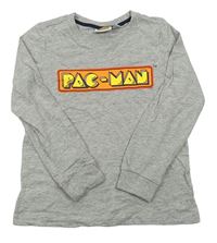 Šedé melírované triko s logem Pac-Man