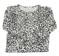 Smetanové triko s leopardím vzorem a volánky