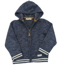 Tmavomodrý melírovaný propínací svetr s kapucí H&M