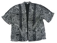 Černo-bílý vzorovaný cardigan s páskem River Island
