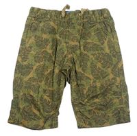 Hnědo-khaki plátěné kraťasy s listy Bluezoo