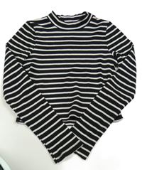 Černo-bílé pruhované žebrované crop triko Yd.