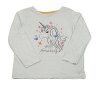 Bílé triko s jednorožcem Primark