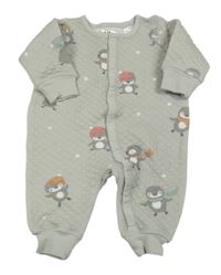 Šedý prošívaný overal s tučňáky H&M