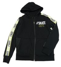 Černá propínací mikina s nápisy a kapucí Alive