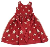 Červeno-zlaté tylové šaty s hvězdami 