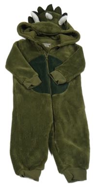 Khaki plyšová kombinéza s kapucí - dinosaurus Primark