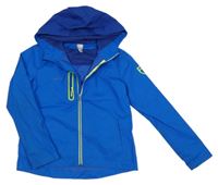 Modrá šusťáková jarní funkční bunda s kapucí Decathlon