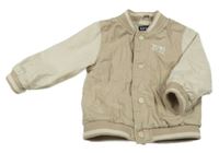 Béžovo-smetanová riflová podšitá baseballová bunda s nápisem Kiabi 