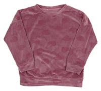 Růžová plyšová mikina se srdíčky Tu