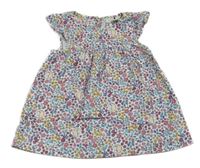 Bílo-barevné květované manšestrové šaty s ježky Jojo Maman Bébé