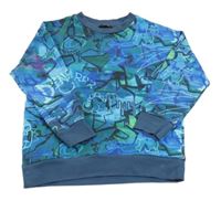 Modrá mikina s graffiti Next