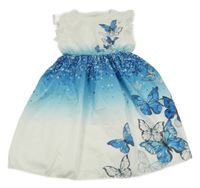 Bílo-modré šaty s motýlky 
