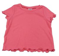 Růžové žebrované úpletové tričko 