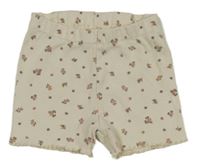 Béžové žebrované květované elastické kraťasy H&M