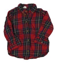 Červeno-tmavomodrá kostkovaná košile H&M