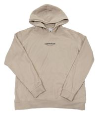 Béžová mikina s nápisem a kapucí Jack & Jones