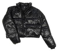 Černá šusťáková lesklá zimní crop bunda New Look
