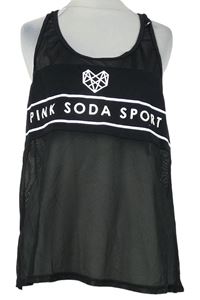 Dámský černý tylový sportovní top s nápisem zn. Pink Soda 