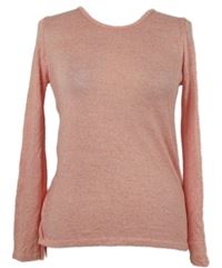 Dámský korálový melírovaný lehký svetr s šifonovou vsadkou a mašlemi