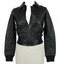 Dámská černá kožená crop bunda H&M